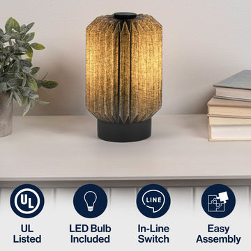 Banks 8.5" Modern Minimalist Paper Pleated Column Accent LED Table Lamp